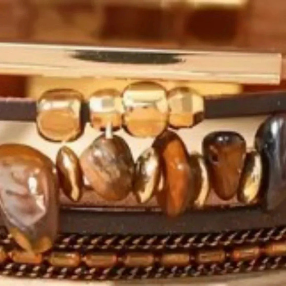 Entwined Bohemian Multilayer PU Leather Magnetic Clasp Bracelet - Adjustable - Picture 3 of 8